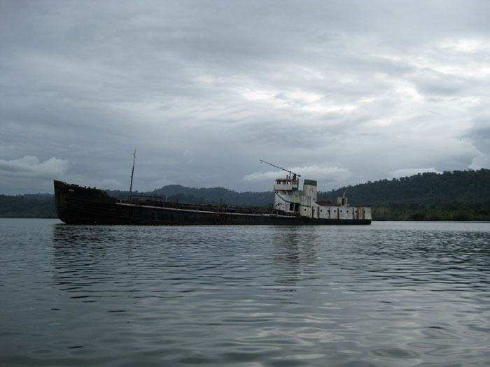 Old freighter Almirante Bay