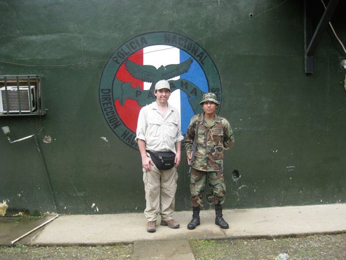 Posing with my military escort, Yaviza Darién Province Panama
