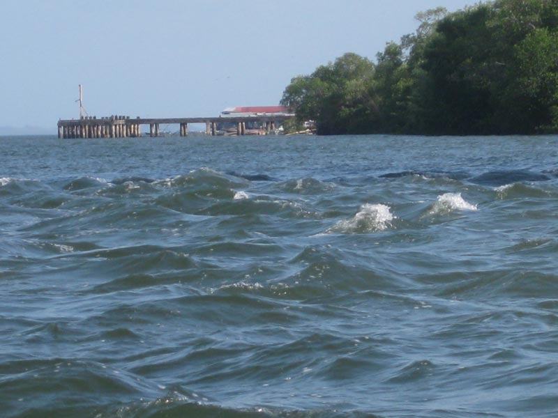 The water get very rough between the two parts of the gulf from the different currents.