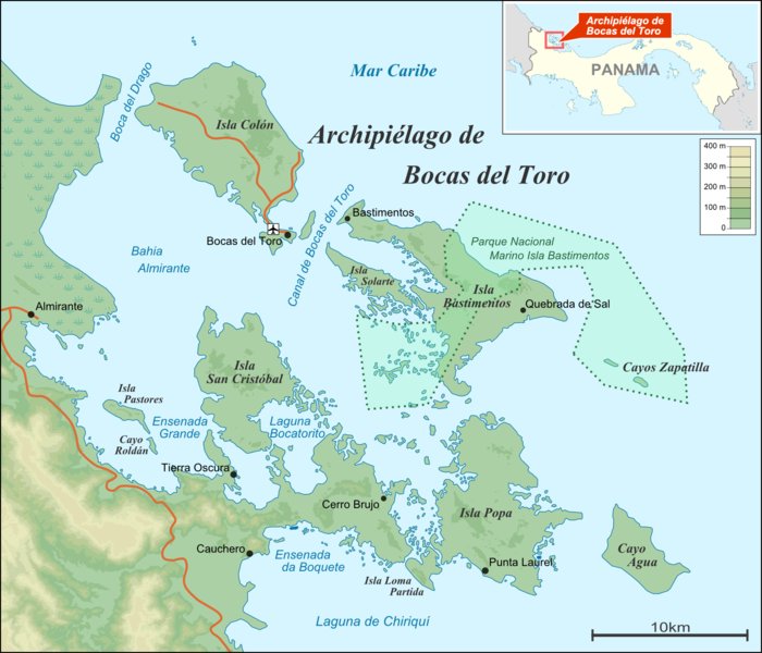 Map of Bocas Del Toro Panama