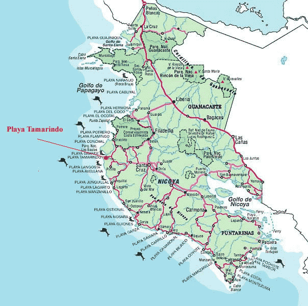 Map of tamarindo area